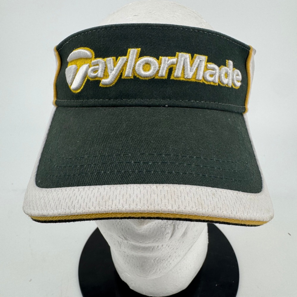 TaylorMade Green Bay Packers Golf Visor Hat Green White Gold Adjustable